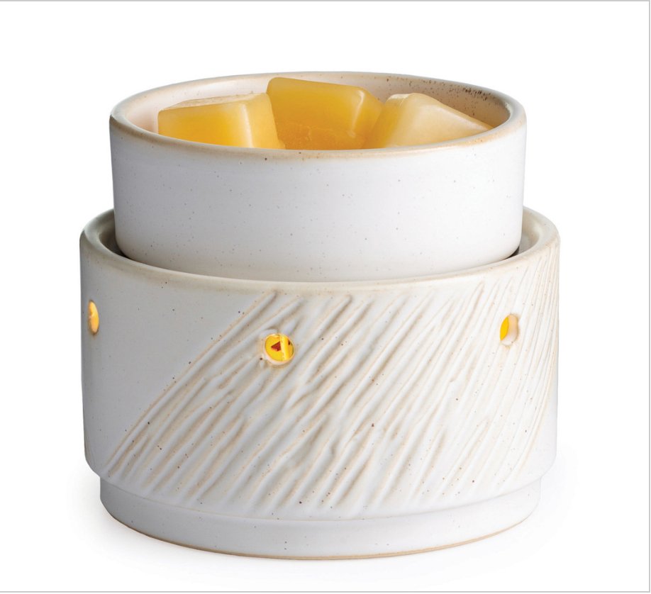 2 - in - 1 Ceramic Candle Warmer - Aspen White - Bowes Signature Candles - Wax Melt Warmer